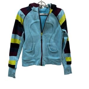 Lululemon Athletica Blue Striped Full Zip Hoodie Jacket Women's
